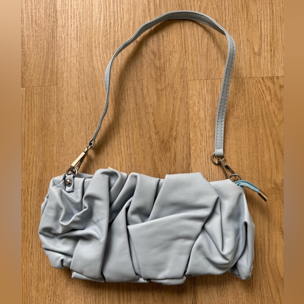 Light Blue Ruched Shoulder Bag - Women